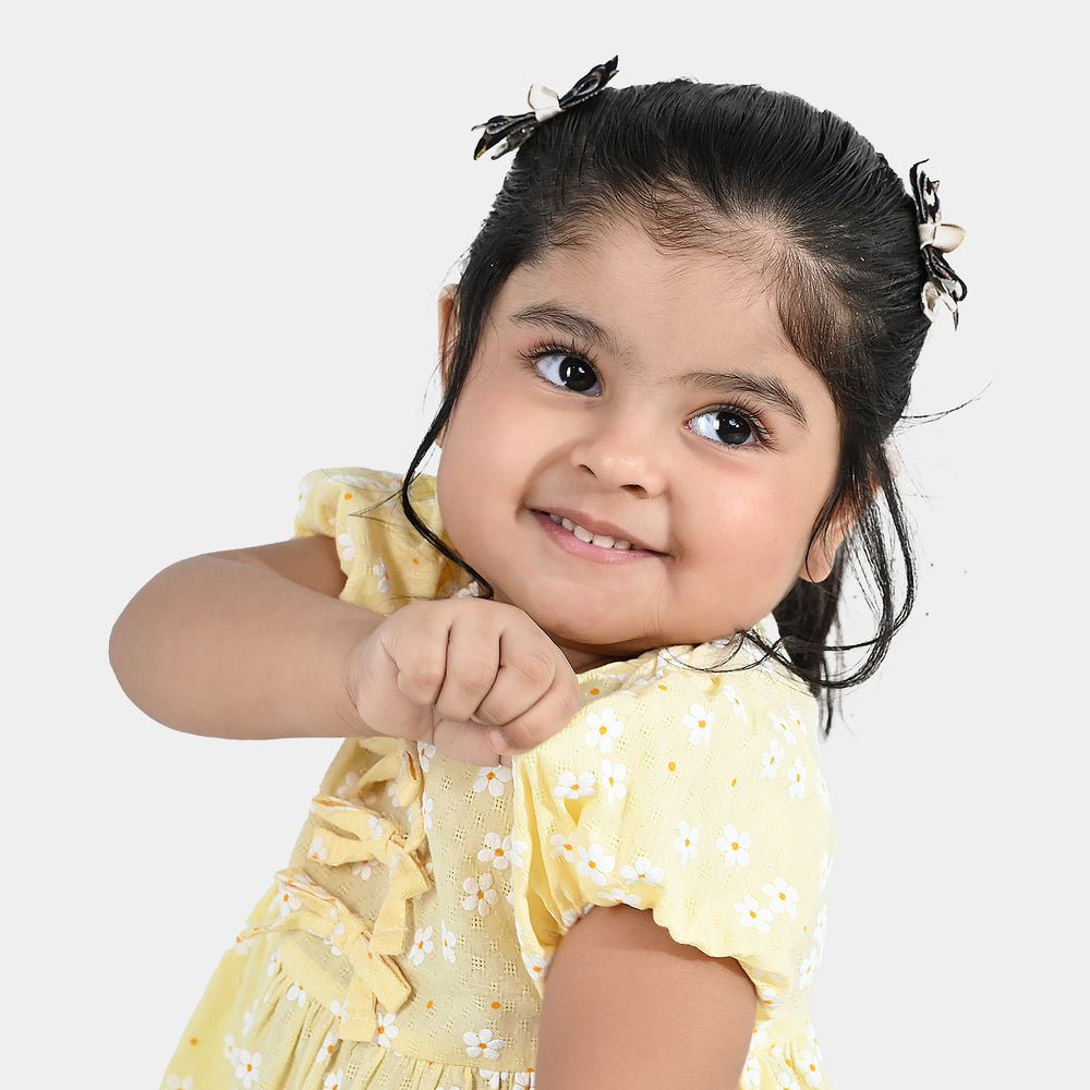 Infant Girls Jacquard Casual Top (Blossom) - Yellow