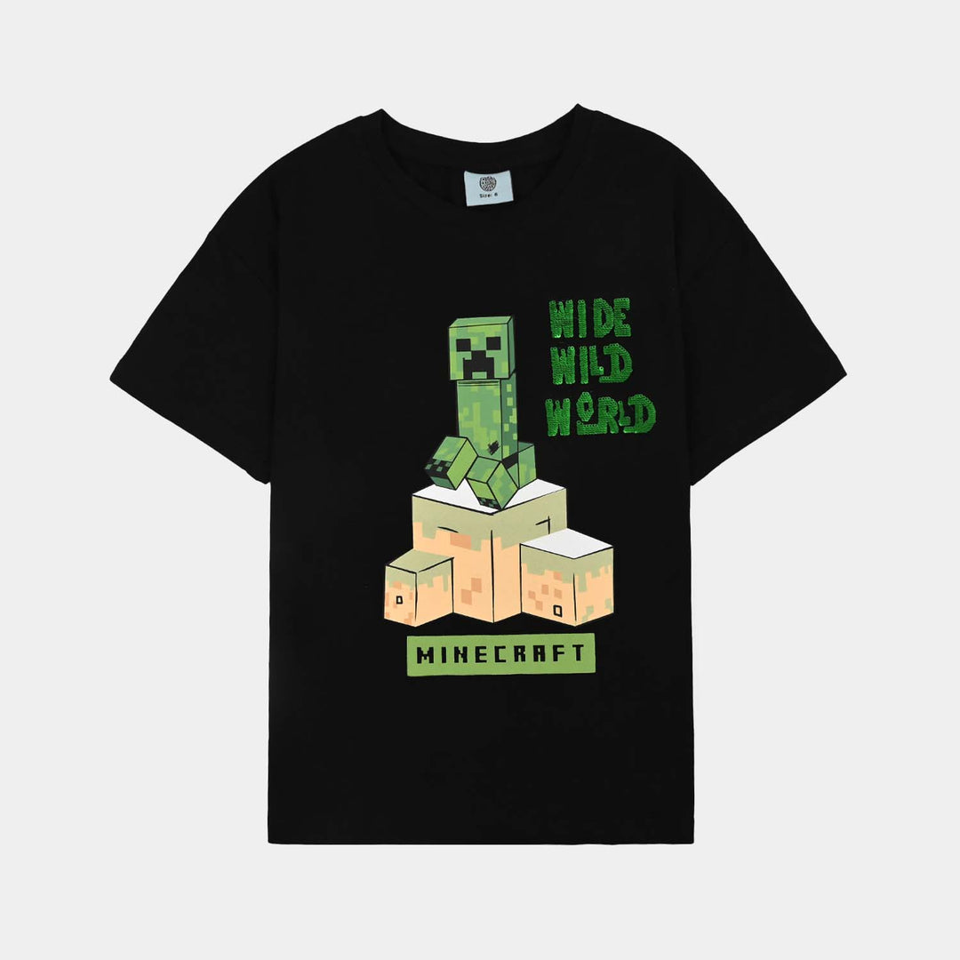 Boys Lycra Jersey T-Shirt-BLACK