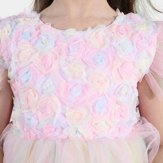 Girls Net Fancy Frock - Pink