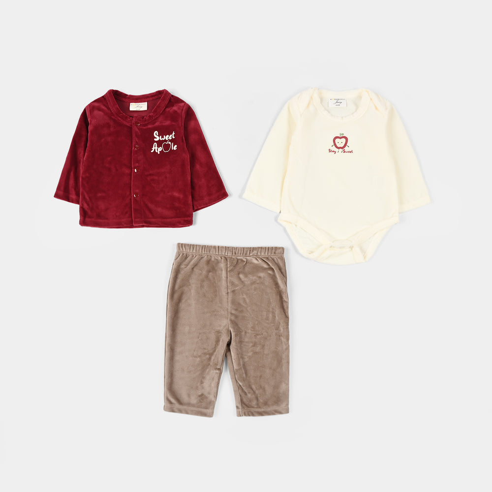 Infant Girls Velour & Cotton Interlock 7 PC Gift Set 319 - 105 - Cream & Red