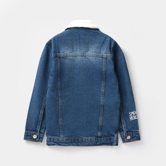 Boys Denim Stretch Jacket (Spidey) - Mid Blue