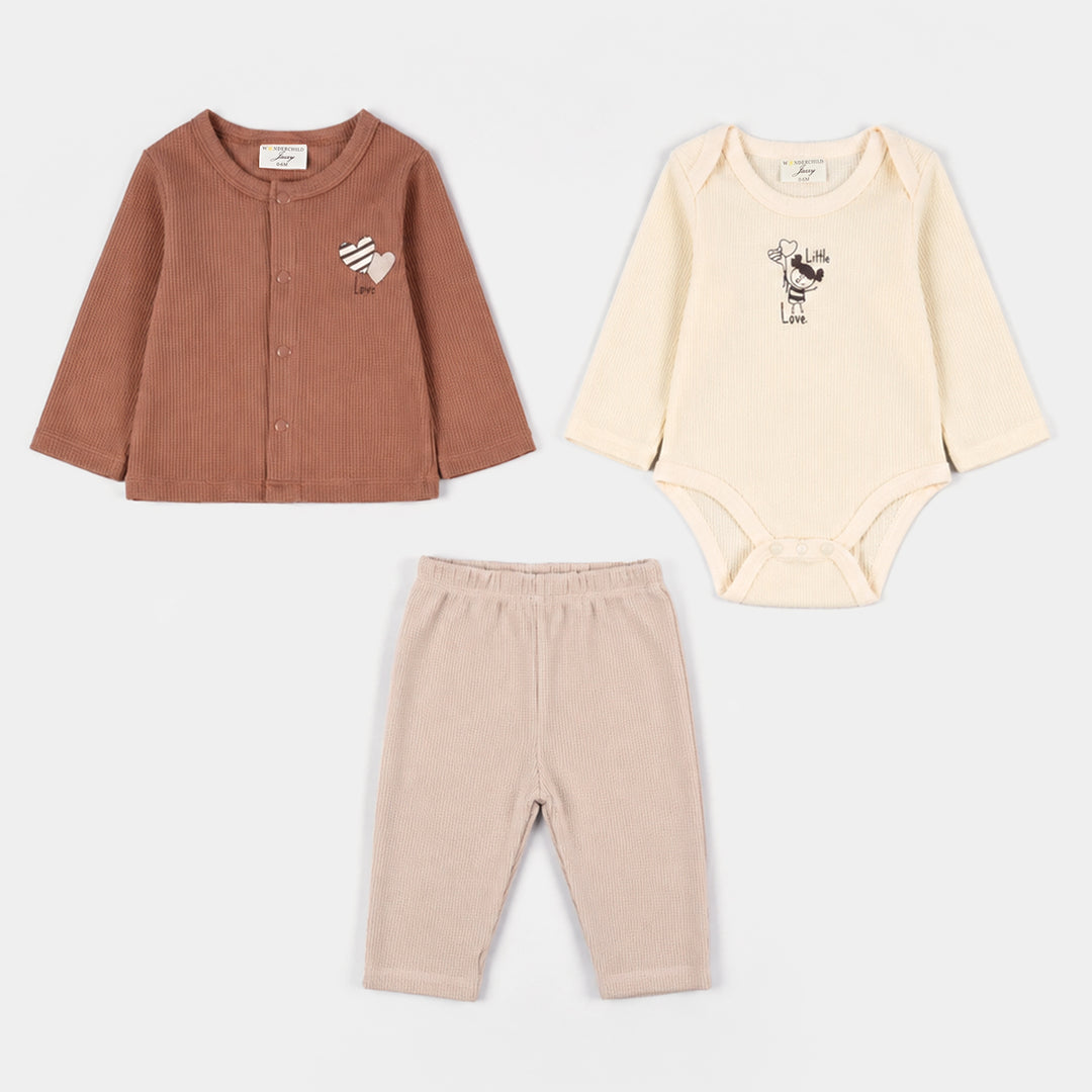 Infant Girls Velour & Cotton Interlock 7 PC Gift Set 319 - 090 - Beige & Brown