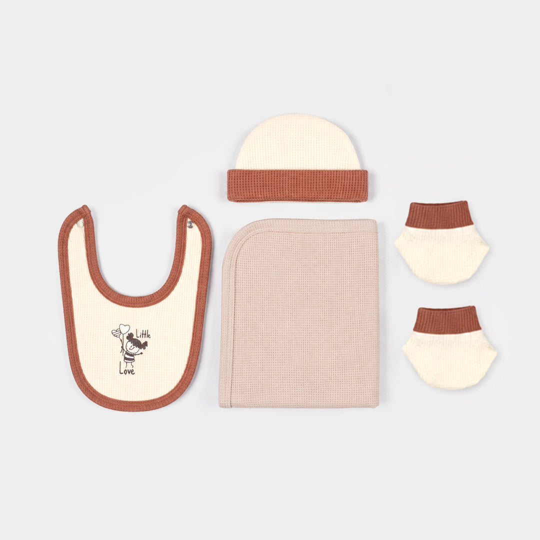 Infant Girls Velour & Cotton Interlock 7 PC Gift Set 319 - 090 - Beige & Brown