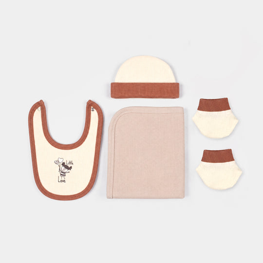 Infant Girls Velour & Cotton Interlock 7 PC Gift Set 319 - 090 - Beige & Brown