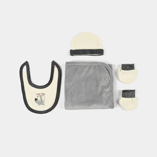 Infant Boys Velour & Cotton Interlock 7 PC Gift Set 319 - 060 - Off White & Grey