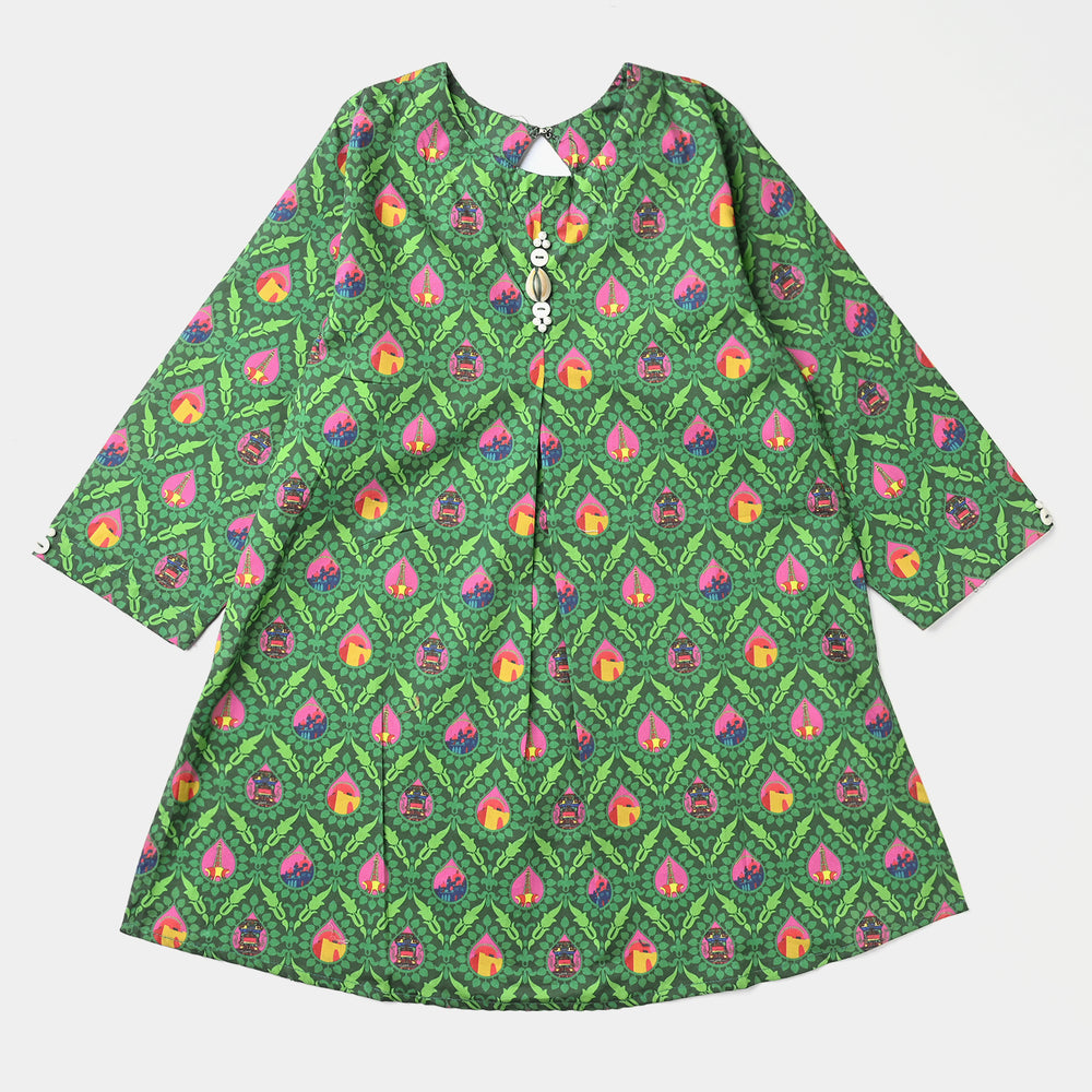 Girls 2Pcs Damask Fusion Suit – Green