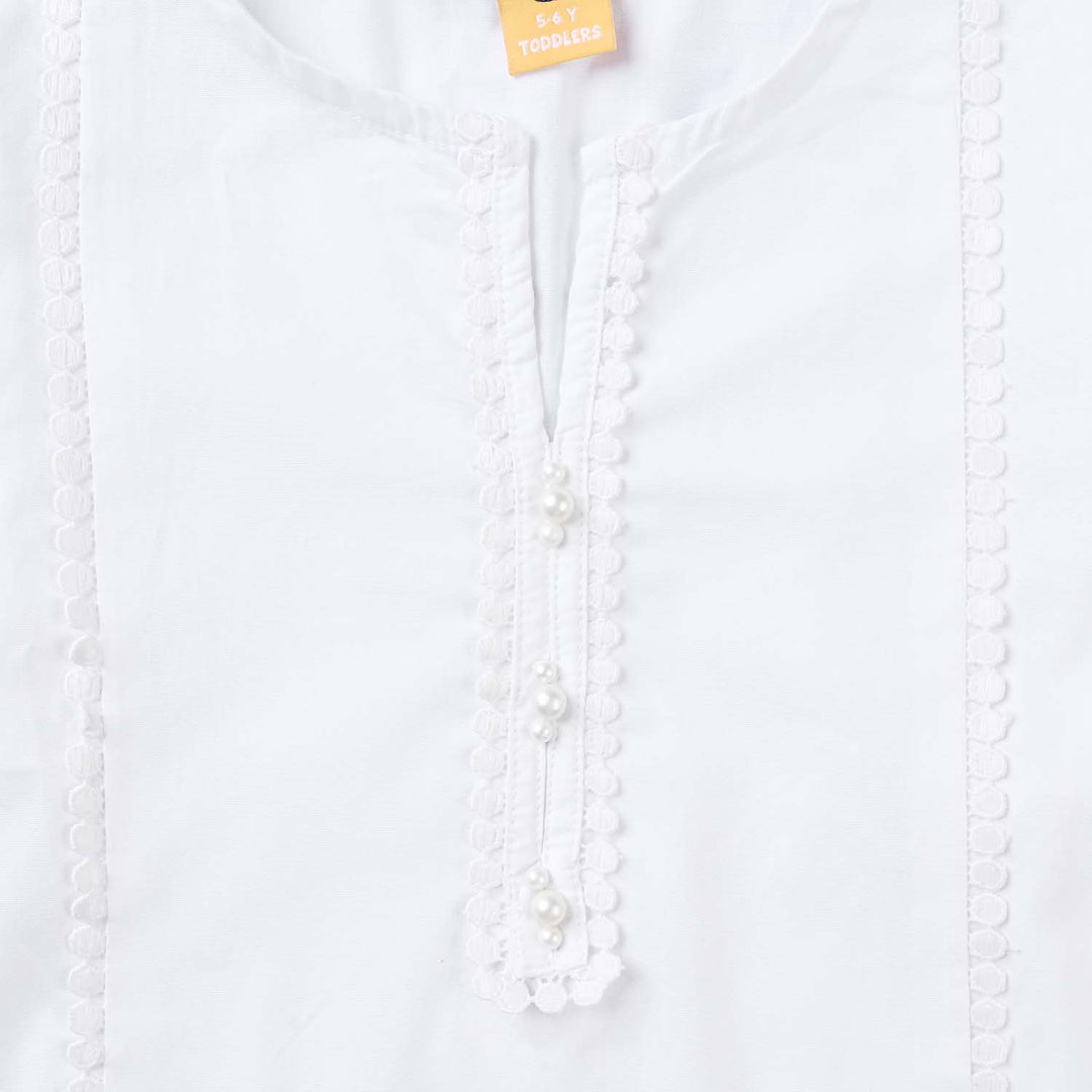 Girls 2Pcs White Pearl Suit