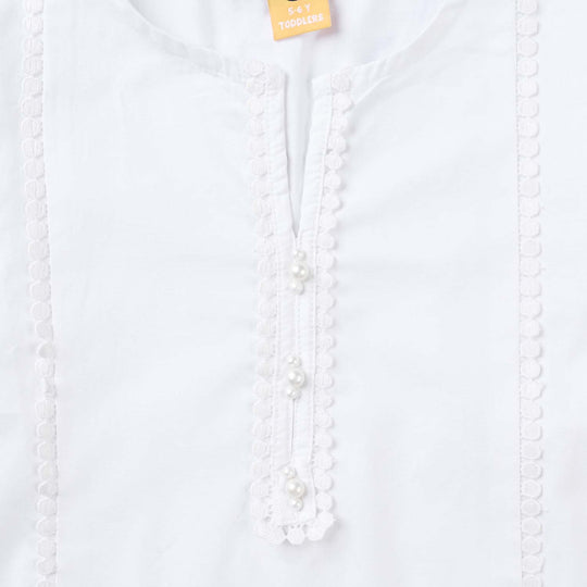 Girls 2Pcs White Pearl Suit