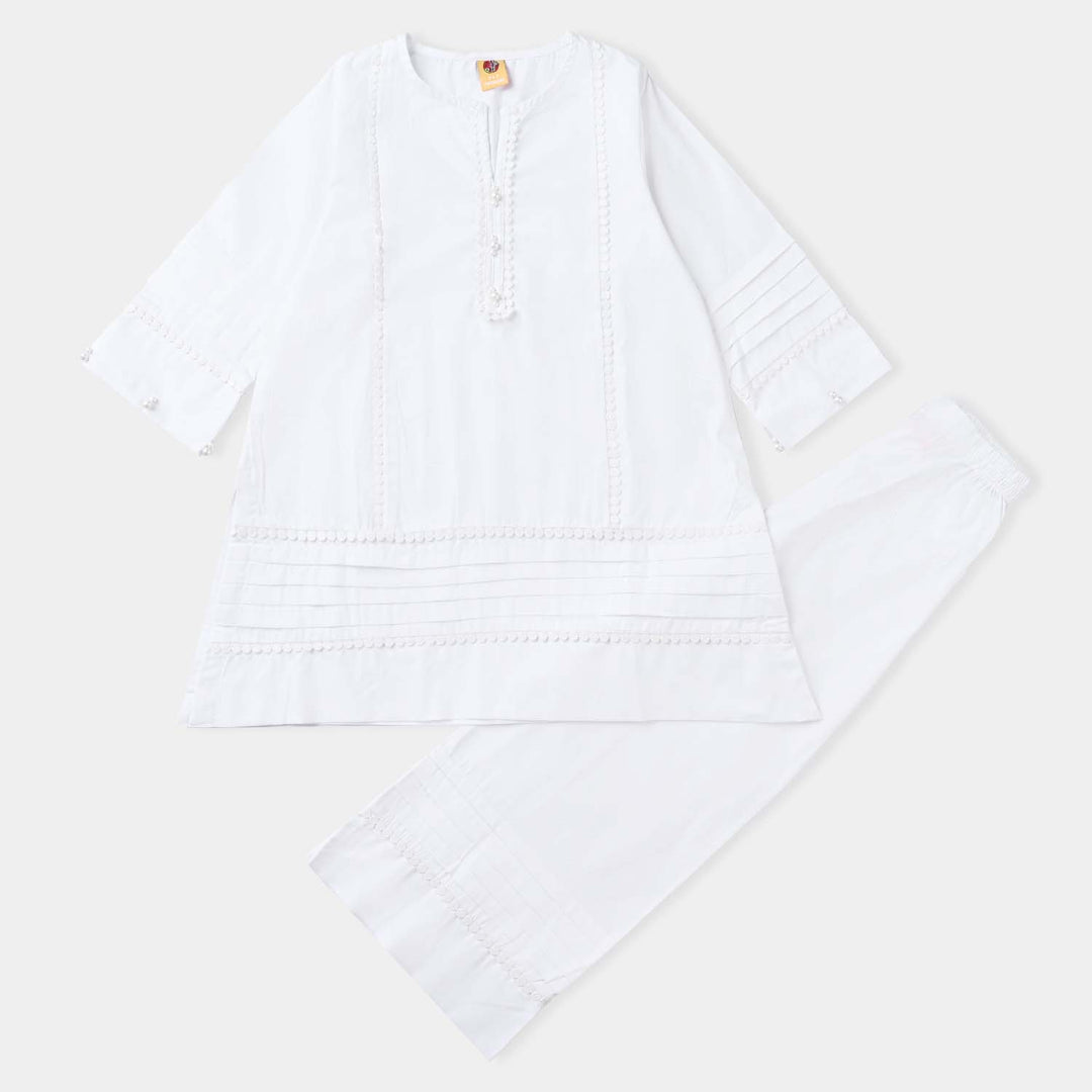 Girls 2Pcs White Pearl Suit