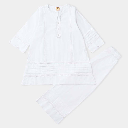 Girls 2Pcs White Pearl Suit
