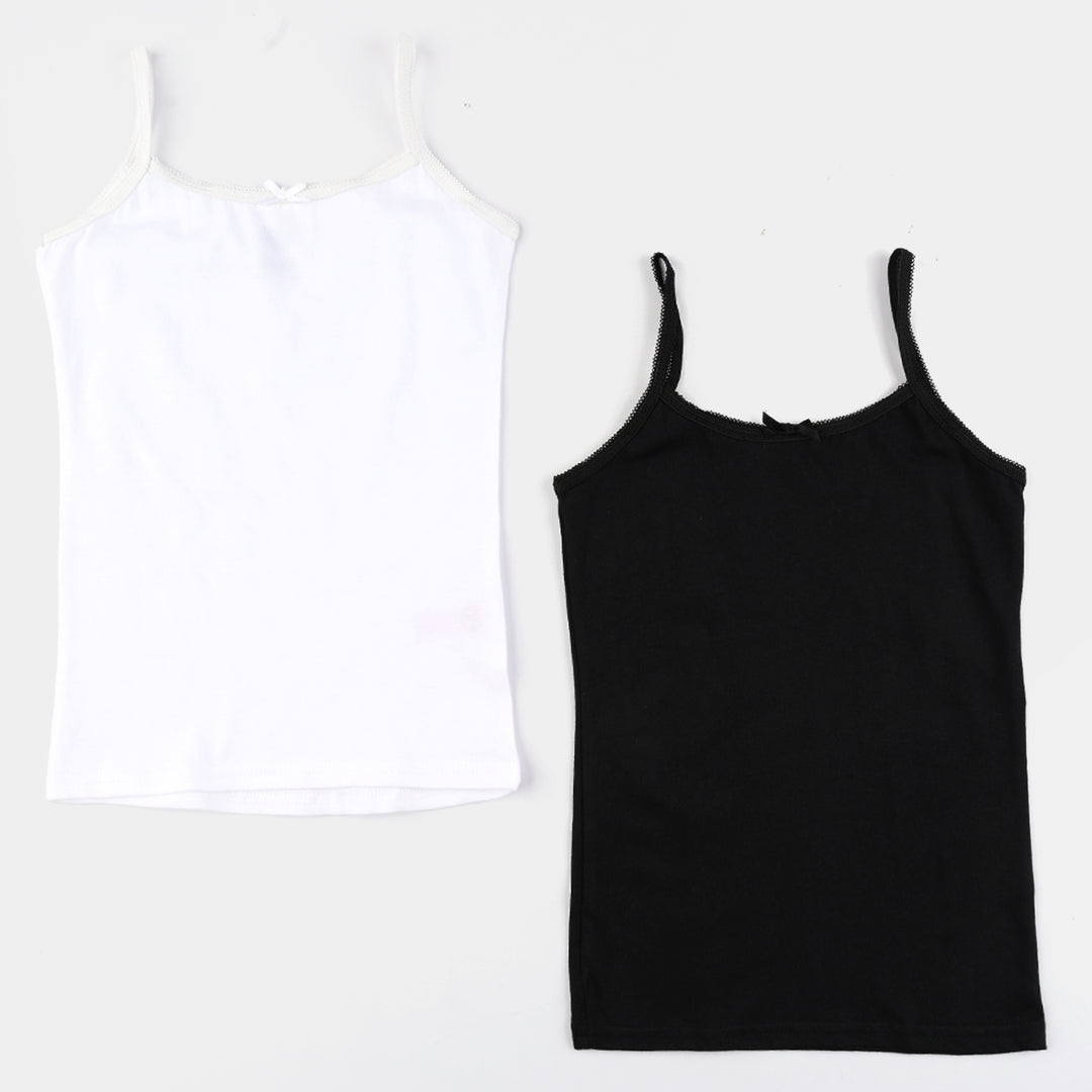 Girls Cotton Jersey Cami Pack of 2 (Basic) - Black/White