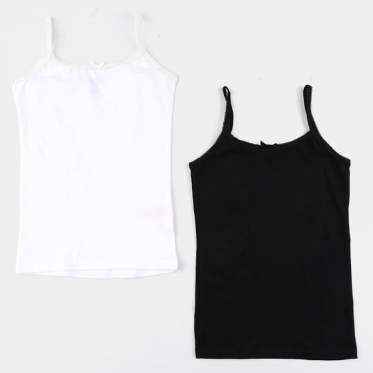 Girls Cotton Jersey Cami Pack of 2 (Basic) - Black/White
