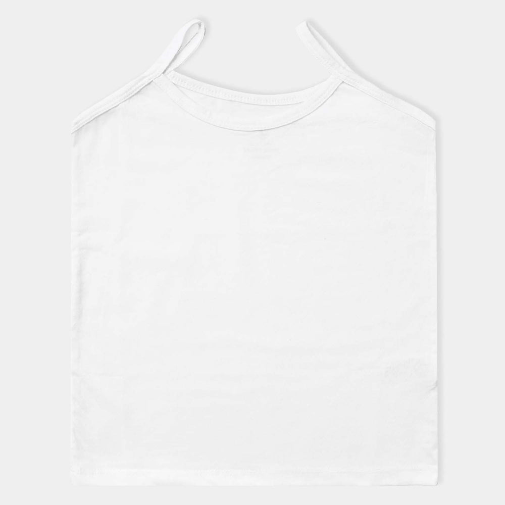 Girls Poly Cotton Jersey Cami Basic 2 Pcs-Pink/White