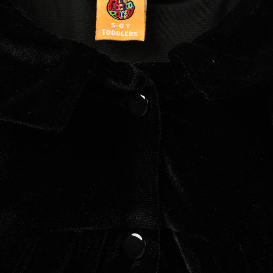 Girls Velvet Casual Top Shimmer - BLACK