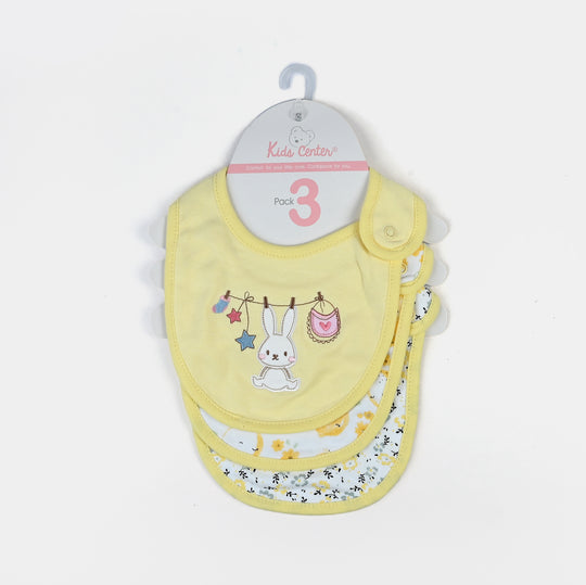 Pack Of 3 Baby Cotton Interlock Bibs Set-MIX