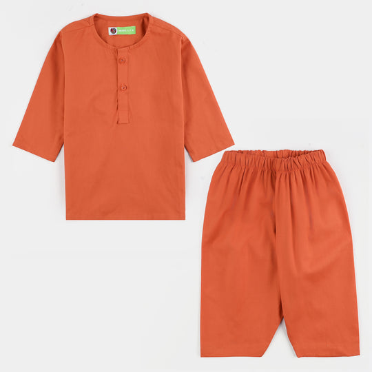Infant Boys Cotton Poplin 2-Piece Suit - Brown