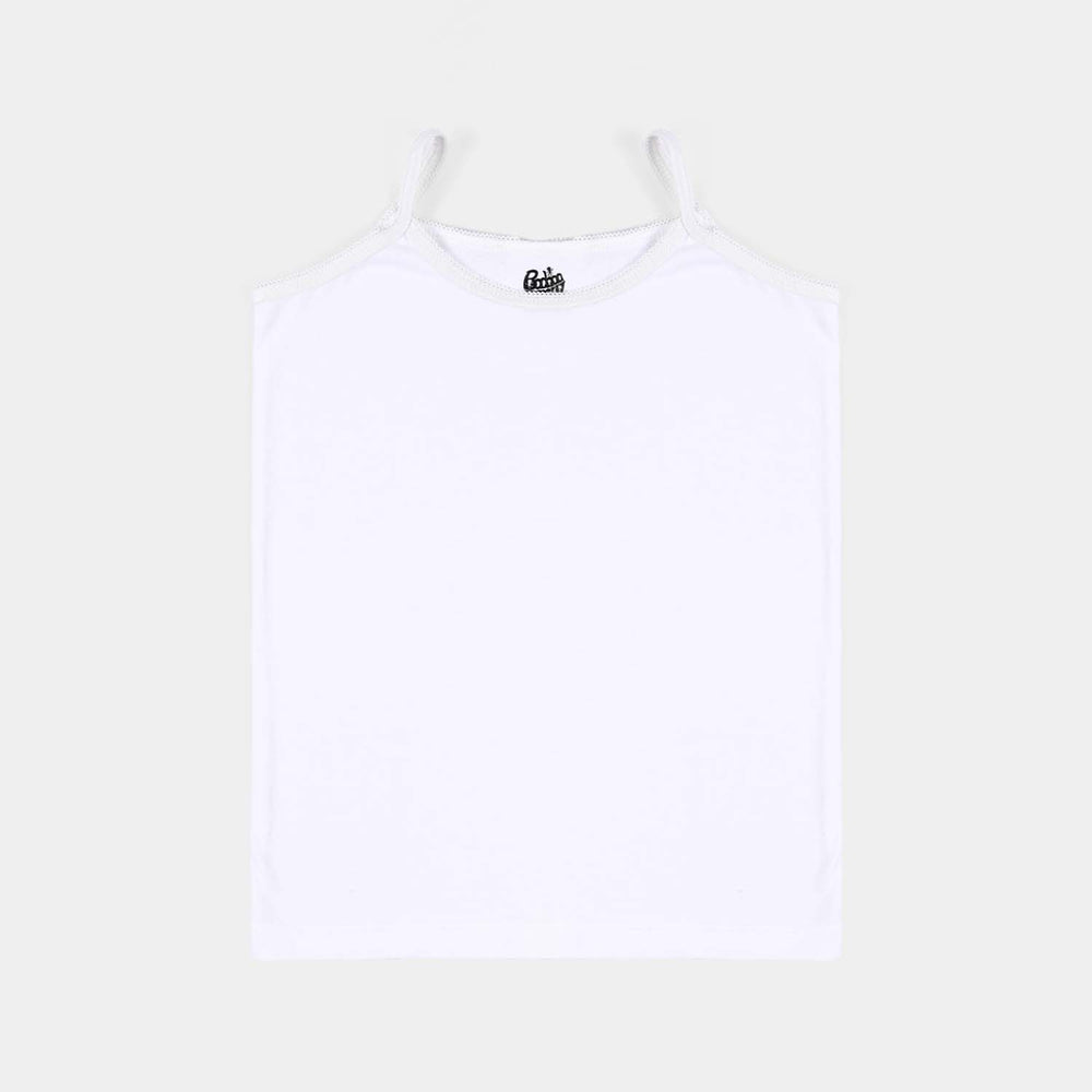 Girls Cotton Jersey Cami Basic-Pack of 2-White