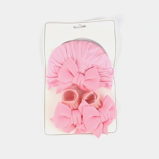 Cap w/Shoes Pink 6M+