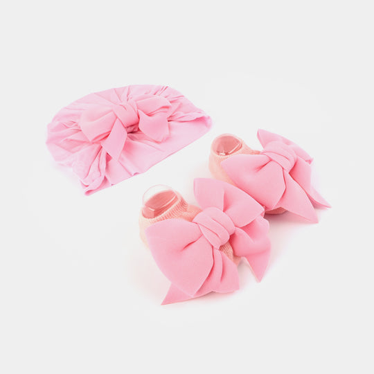 Cap w/Shoes Pink 6M+