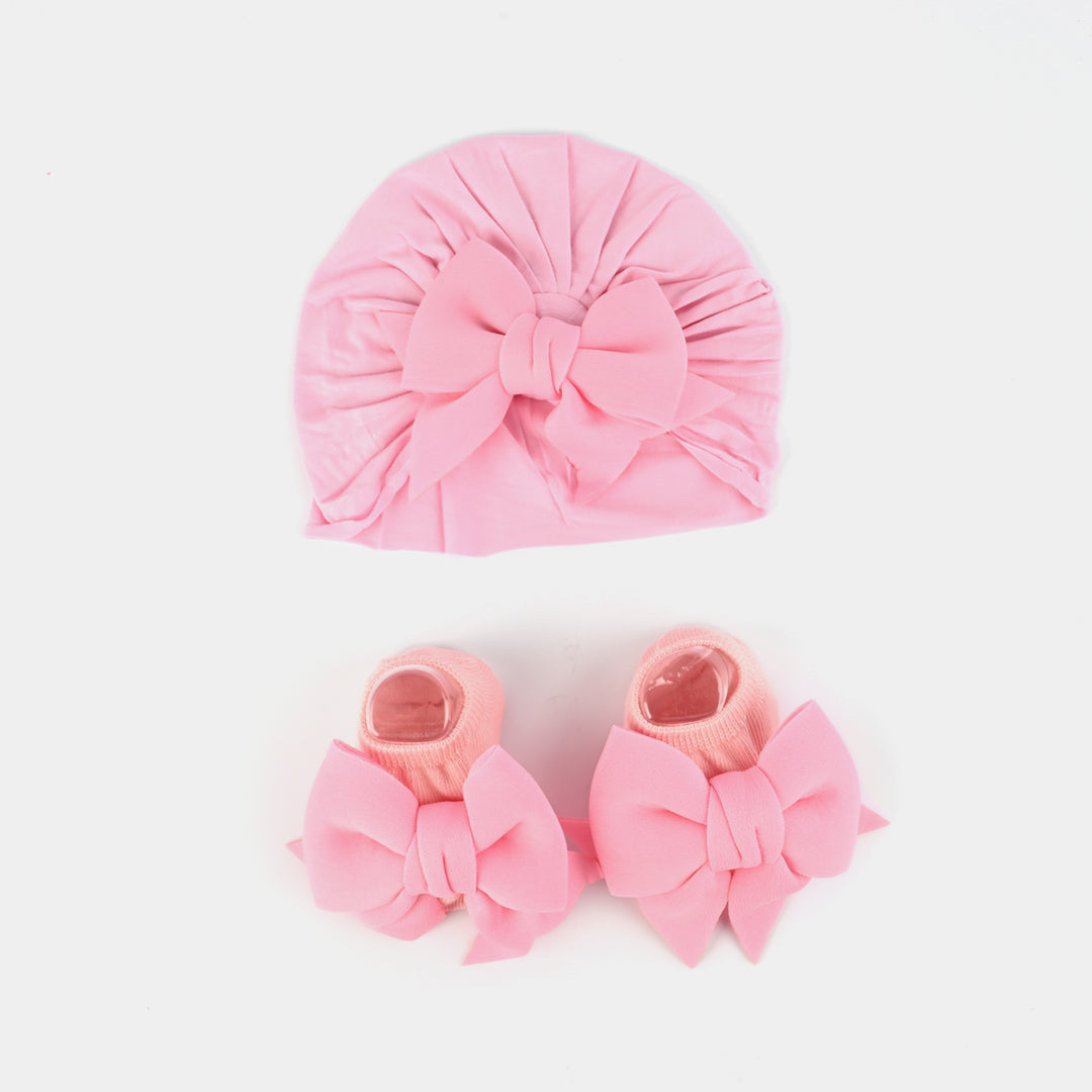 Cap w/Shoes Pink 6M+
