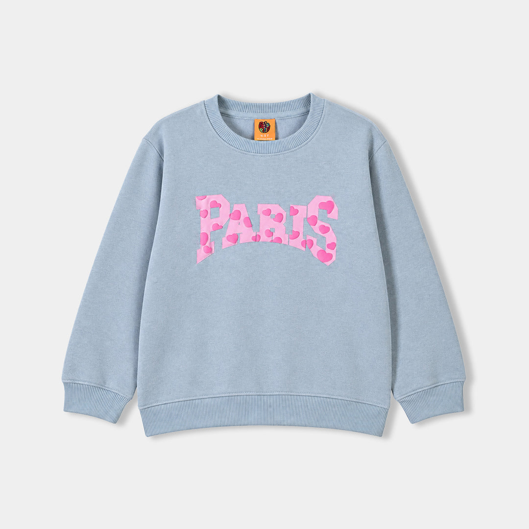 Girls Fleece SweatShirt Paris-Blue.Fog