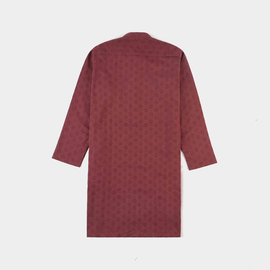 Boys Chikankari Basic Kurta-MAROON