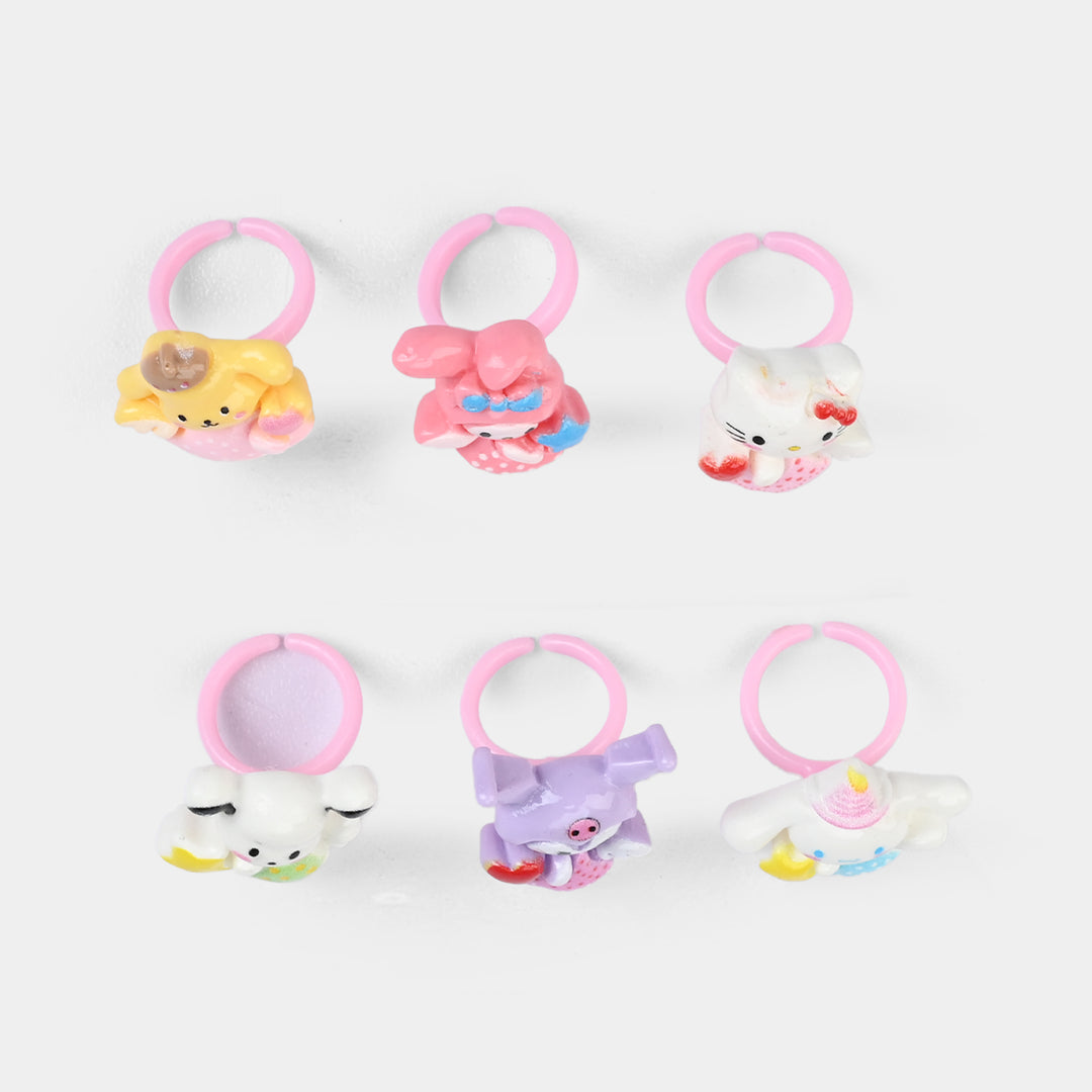 Cute Colorful Girls Ring Set | Pack of 6