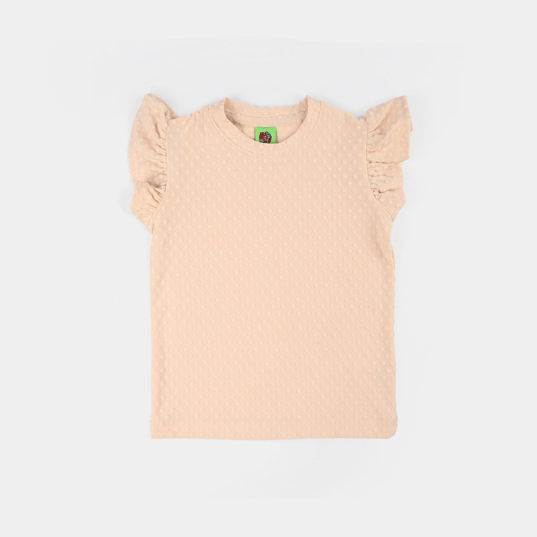 Infant Girls Knitted Jacquard T-Shirt - Brown