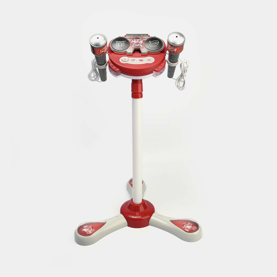 Kids Adjustable Musical Microphone Stand with Lights & Dual Mics