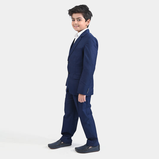 Boys Poly Blend Formal 3-Piece Suit - Classic Lapel - Navy
