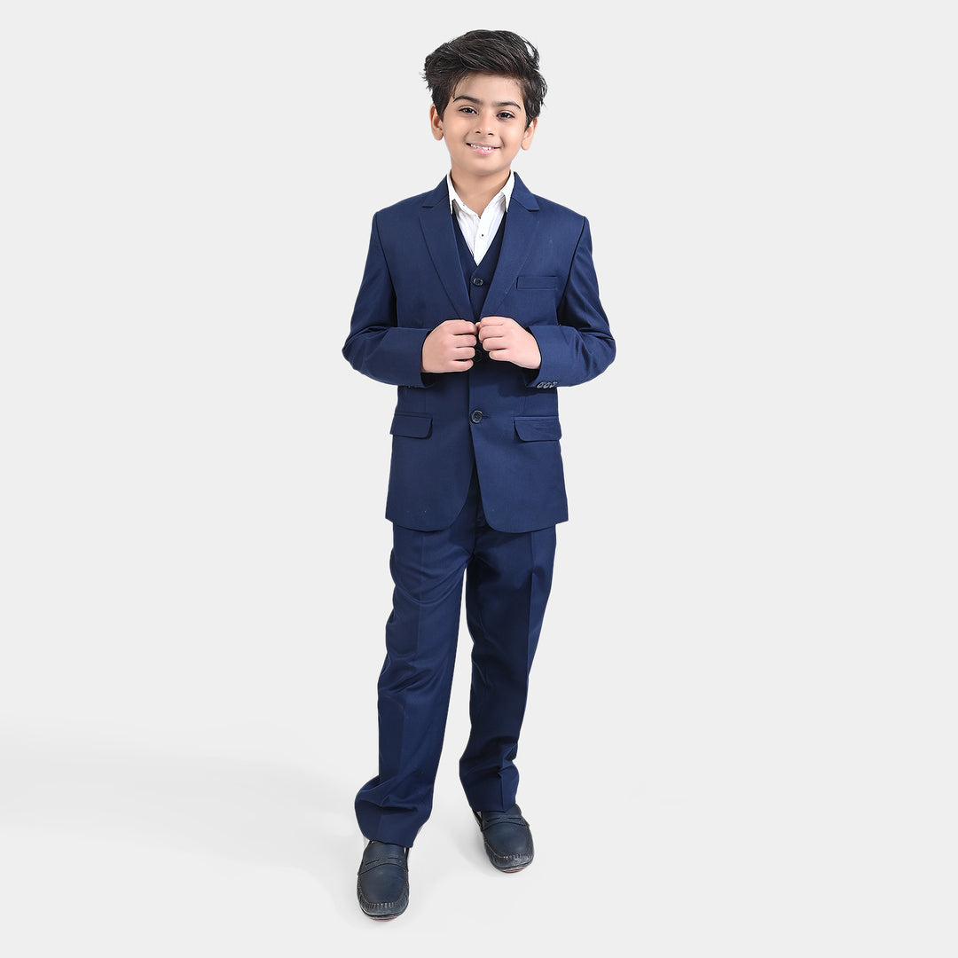 Boys Poly Blend Formal 3-Piece Suit - Classic Lapel - Navy