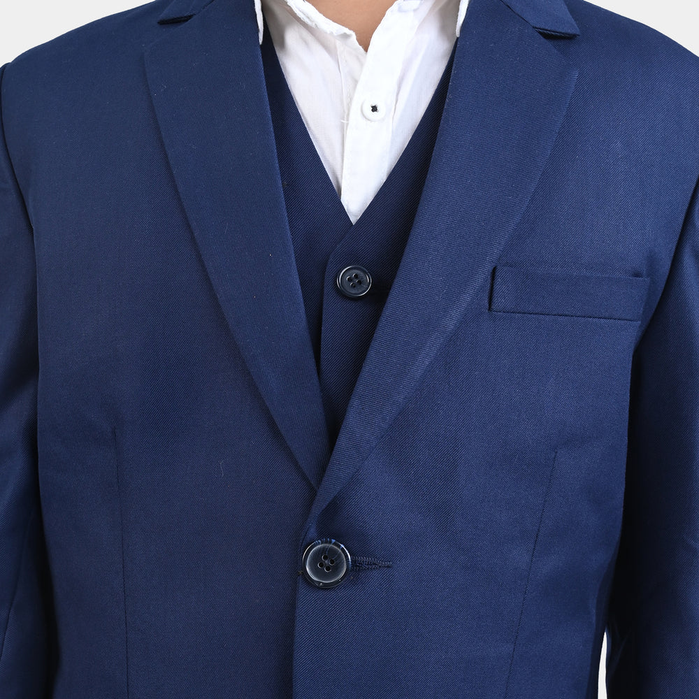 Boys Poly Blend Formal 3-Piece Suit - Classic Lapel - Navy