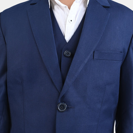 Boys Poly Blend Formal 3-Piece Suit - Classic Lapel - Navy