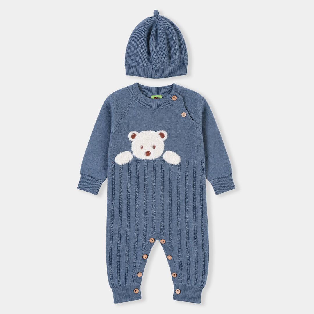 Infant Boys Acrylic Romper-Baby Bear-BLUE