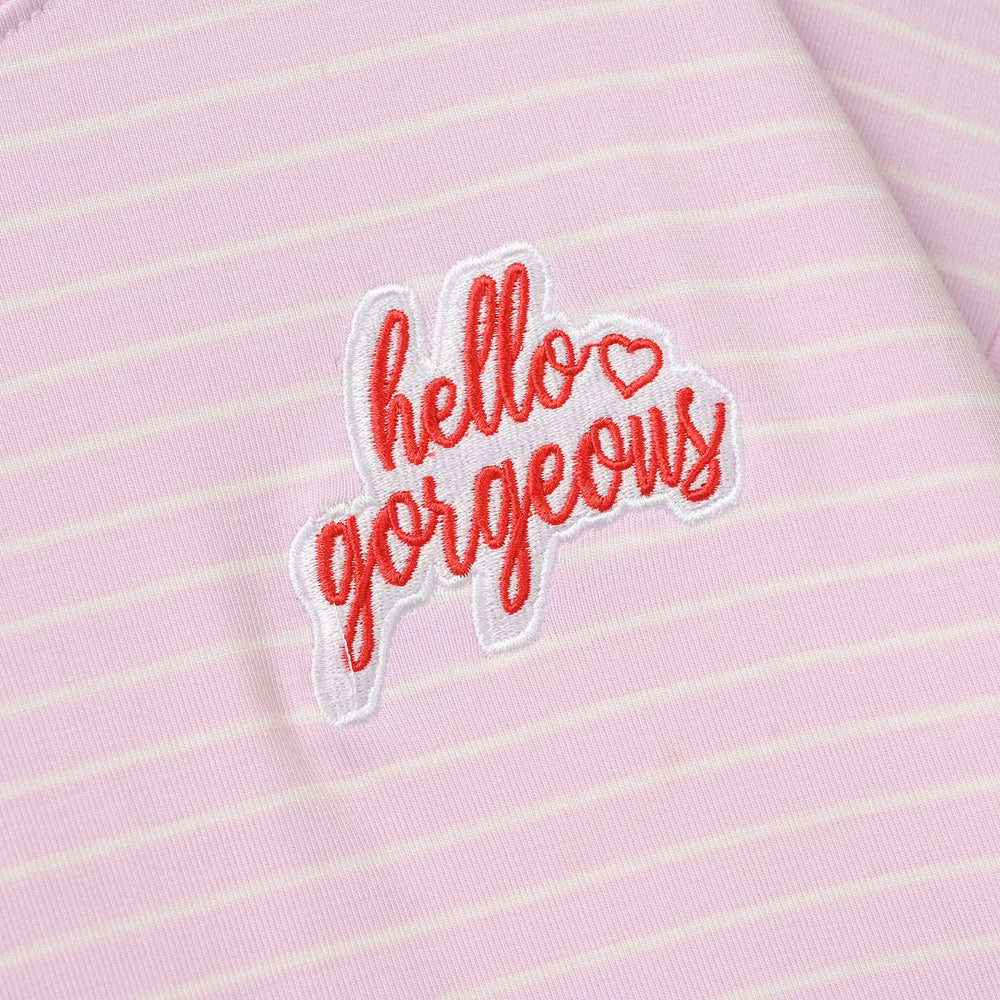 Teens Girls Yarn Dyed T-Shirt (HELLO GORGEOUS) - Pink