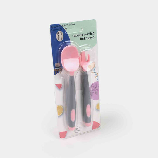 Baby Training Fork and Spoon Set | Flexible & Easy Grip