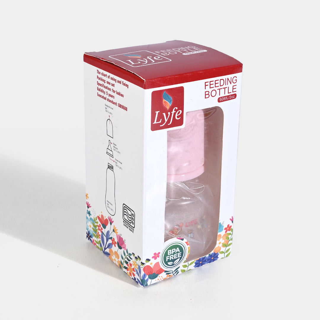 Lyfe Baby Plastic Feeding Bottle 2Oz |60ml |- Pink
