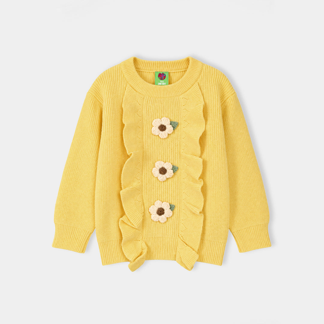 Infant Girls Acrylic Sweater-Sunshine Bloom-Yellow