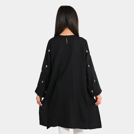 Girls Jacquard Embroidered Kurti (Rango Ki Rani) - Black