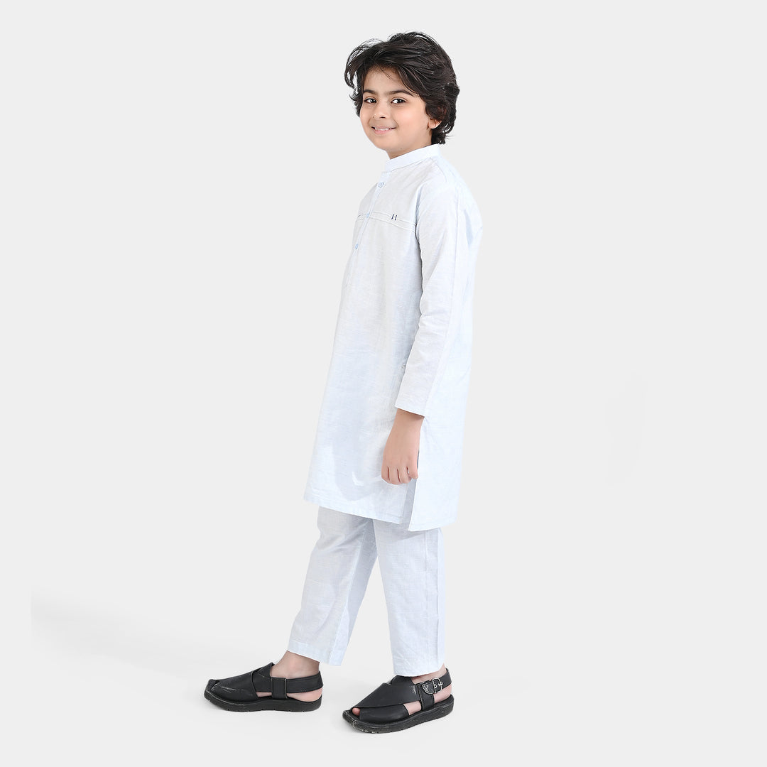 Boys Yarn Dyed Shalwar Suit -L/BLUE