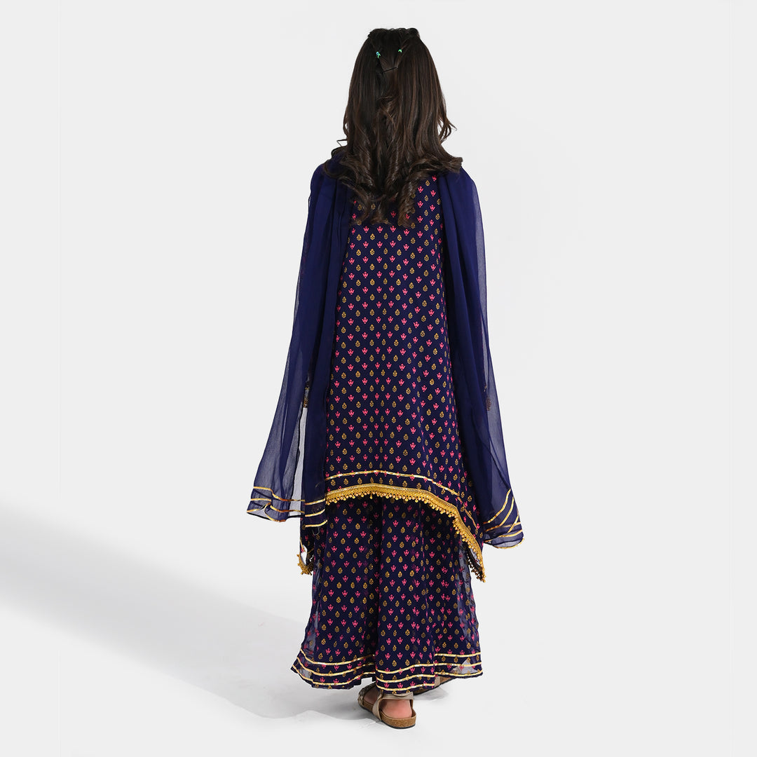 Girls Chiffon Suit (3 Piece) - Purple