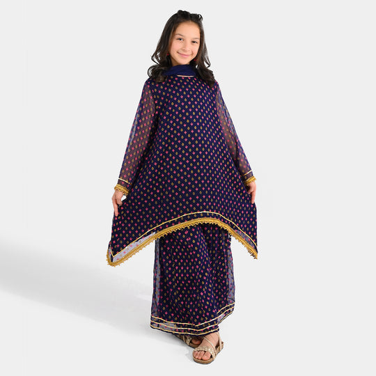 Girls Chiffon Suit (3 Piece) - Purple