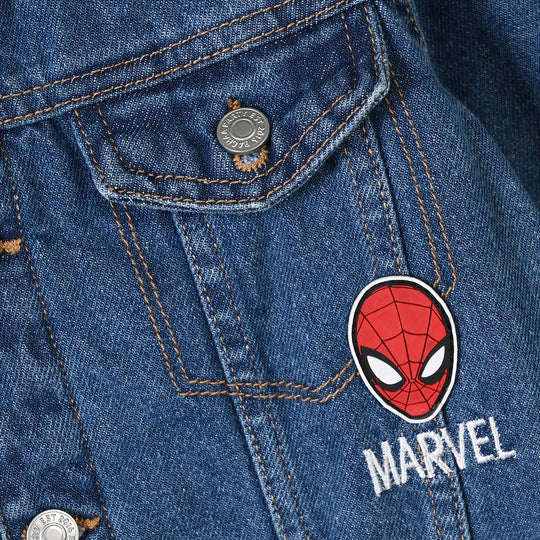 Boys Denim rigid Woven Jacket Character-Mid Blue