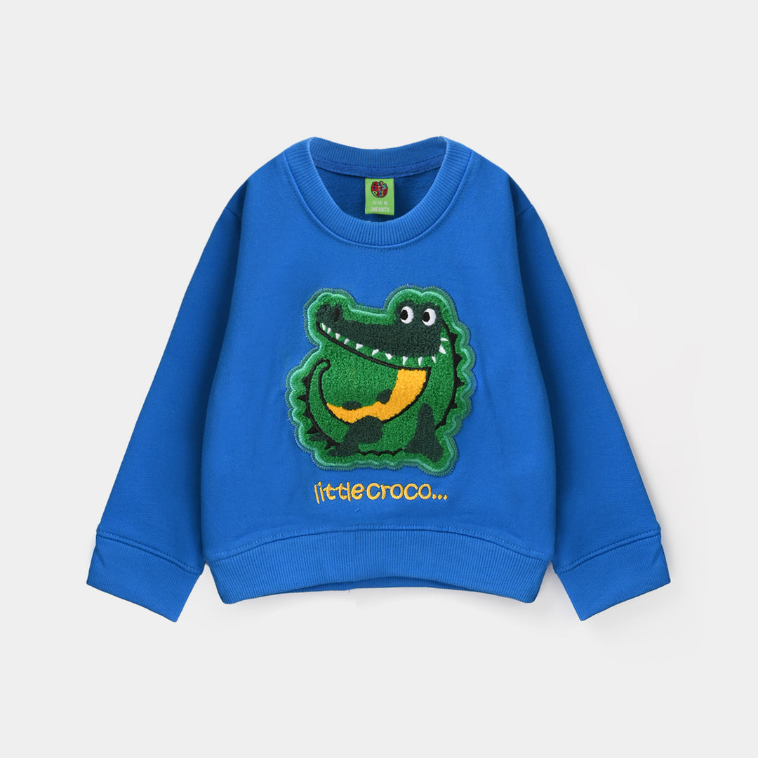 Infant Boys Jersey/Terry Sweatshirt Little Crocodile -Blue