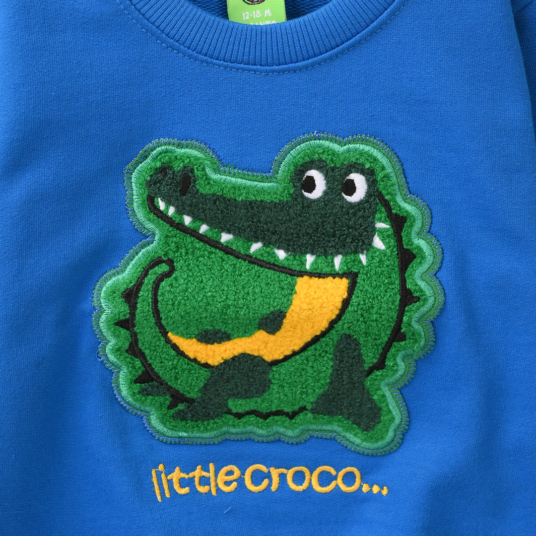 Infant Boys Jersey/Terry Sweatshirt Little Crocodile -Blue