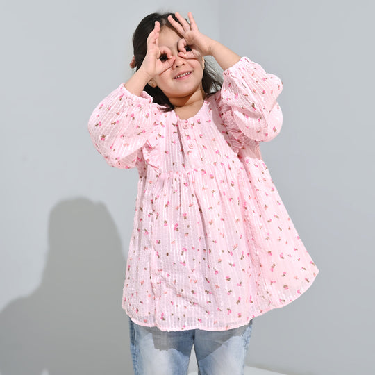 Girls Chiffon Casual Top-Pink
