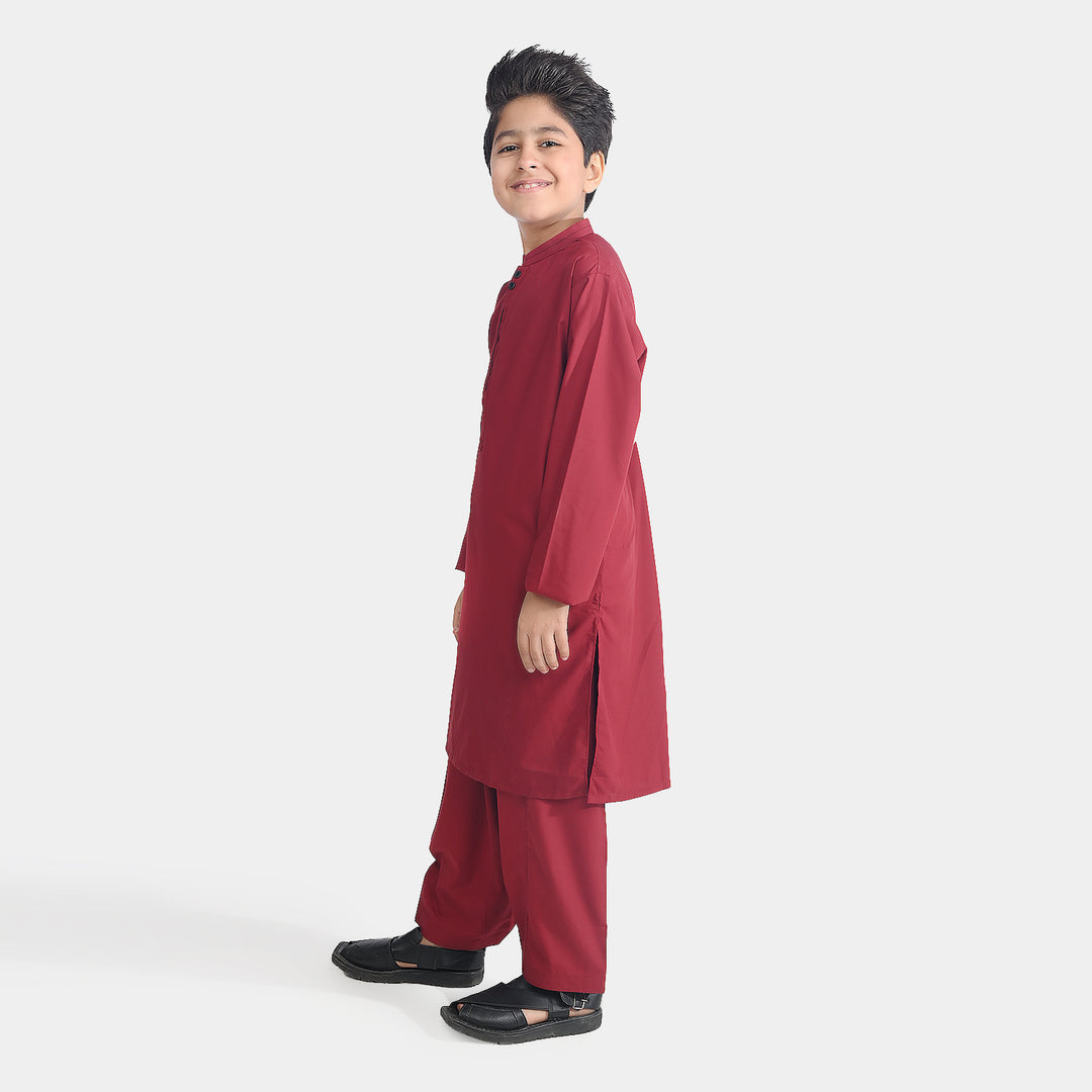 Boys Poly Viscose Shalwar Suit - Maroon