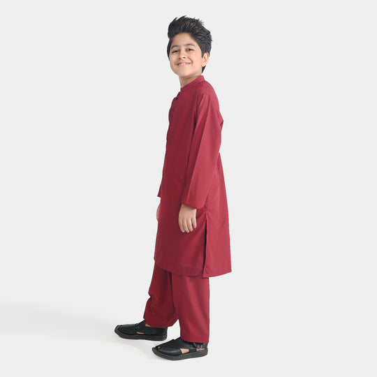 Boys Poly Viscose Shalwar Suit - Maroon
