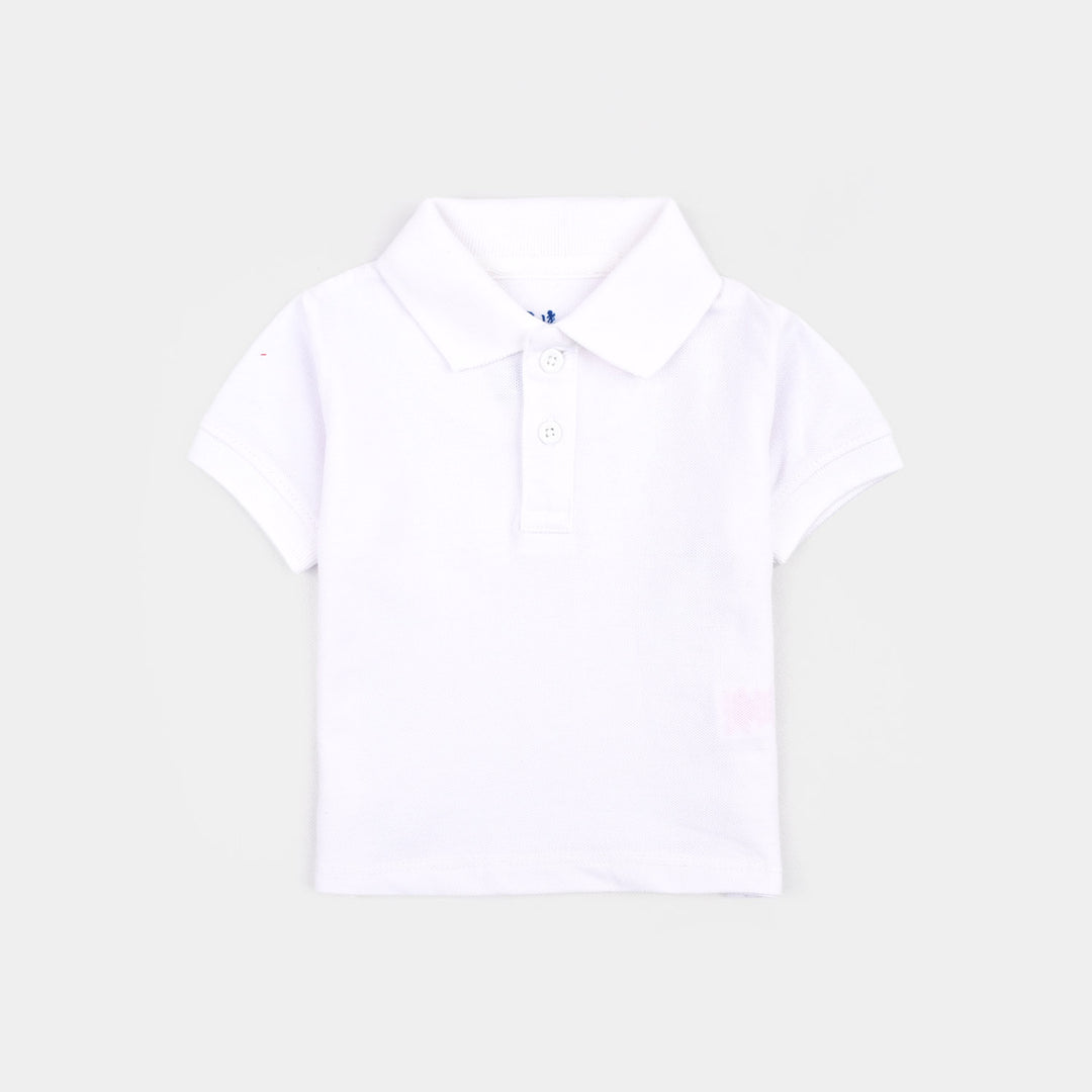 Infant Boys Cotton PK Polo Basic-White