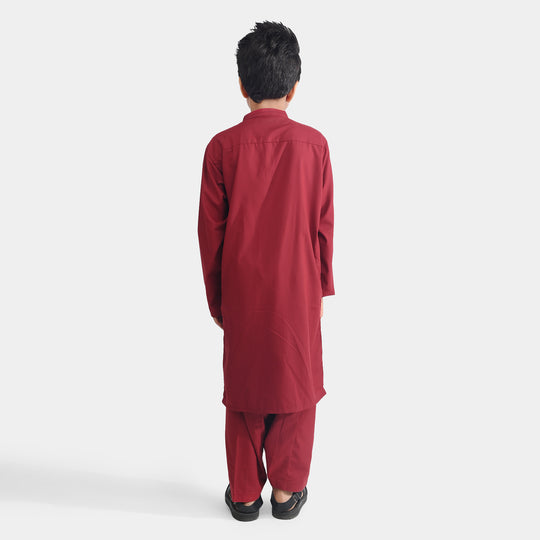 Boys Poly Viscose Shalwar Suit - Maroon